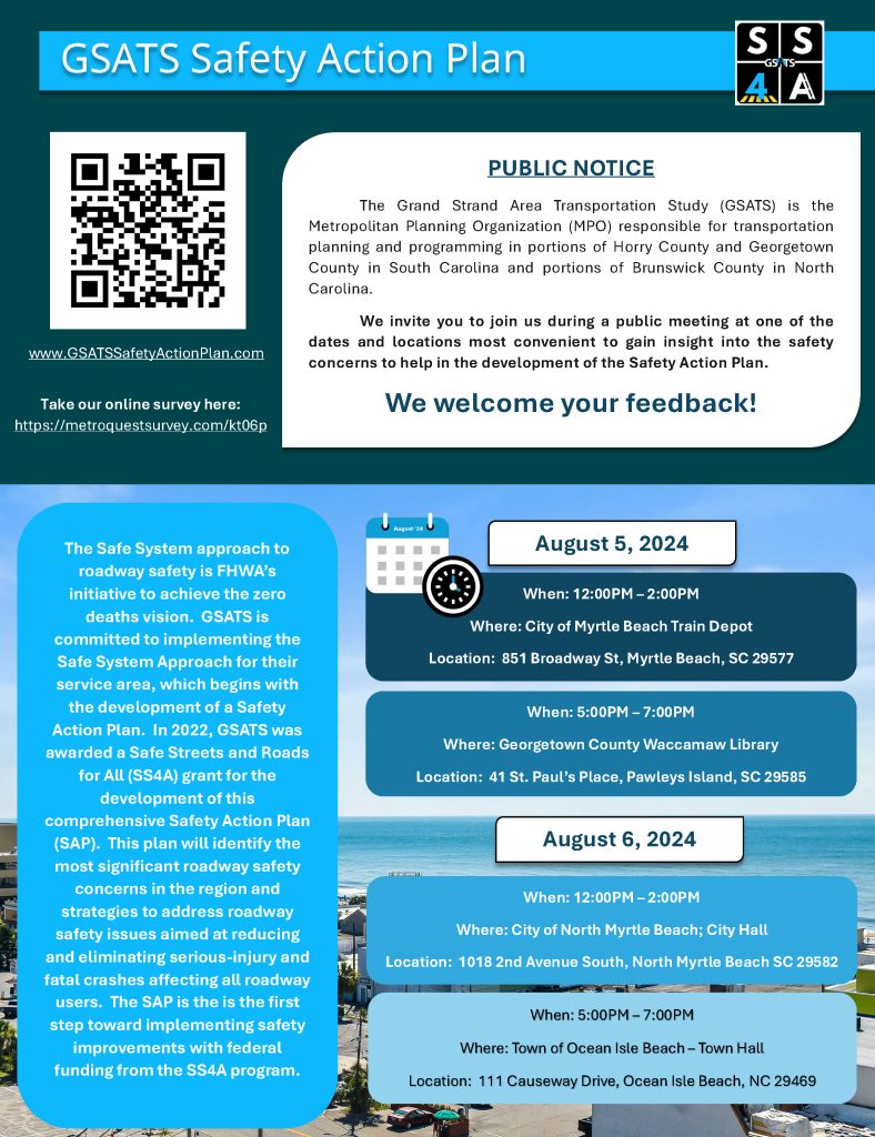 Flyer for Public Input for the Safety Action Plan.